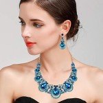 BriLove Women's Crystal Teardrop Necklace & Earrings Set