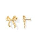 Hammered Bow Stud Earrings in 14K Gold