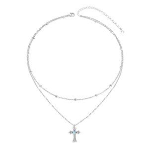 Dainty Moonstone Cross Choker Necklace for Women