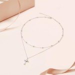 Dainty Moonstone Cross Choker Necklace for Women