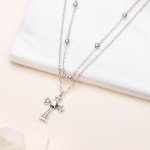 Dainty Moonstone Cross Choker Necklace for Women