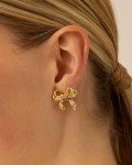 Hammered Bow Stud Earrings in 14K Gold