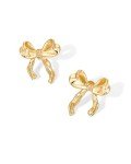 Hammered Bow Stud Earrings in 14K Gold