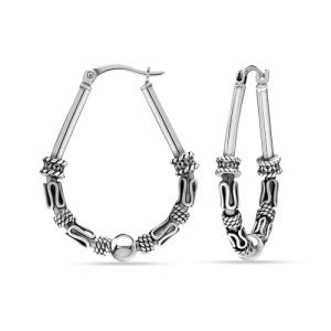 Sterling Silver Vintage Boho Tribal Hoop Earrings