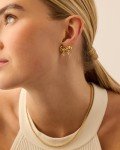 Hammered Bow Stud Earrings in 14K Gold