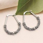 Sterling Silver Vintage Boho Tribal Hoop Earrings