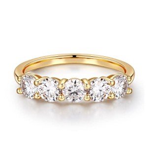 5 Stone Moissanite Promise Ring in 14K Gold