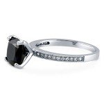 Elegant 3 Carat Black Cushion Cut Ring for Women