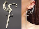 Gothic Pirate Dagger Ear Cuff Earrings