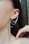 Gothic Pirate Dagger Ear Cuff Earrings