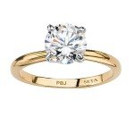 Yellow Gold-Plated Cubic Zirconia Engagement Ring