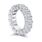 Sterling Silver Radiant Cut Eternity Engagement Ring