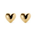 Gold Heart Stud Earrings - 14K Plated for Women