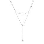 MONGAS 925 Sterling Silver Lariat Layered Necklace
