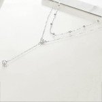 MONGAS 925 Sterling Silver Lariat Layered Necklace