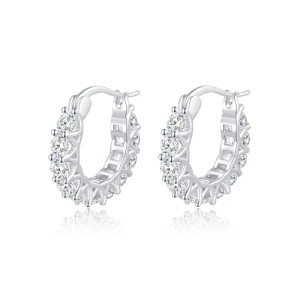 Sterling Silver Hypoallergenic Diamond Hoop Earrings