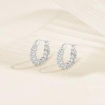 Sterling Silver Hypoallergenic Diamond Hoop Earrings