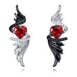 Angel and Devil Wings Drop Earrings in Silver