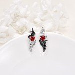 Angel and Devil Wings Drop Earrings in Silver