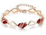 Ruby Red Birthstone Charm Bracelet in Rose Gold