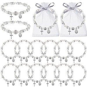 30 Pcs White Rosary Bead Bracelets for Women