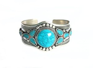 Adjustable Multi-Stone Boho Turquoise Cuff Bracelet