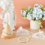 30 Pcs White Rosary Bead Bracelets for Women