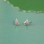 Sterling Pine Evergreen Tree Stud Earrings