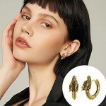 Punk Rock Dragon Huggie Earrings in Gold Plated Steel