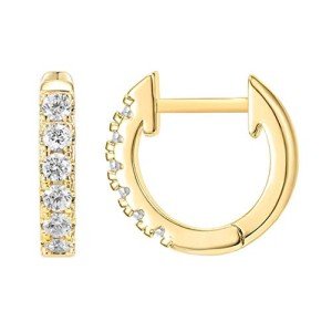 18K Gold Plated Pave Hoop Earrings for Women