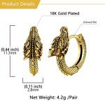 Punk Rock Dragon Huggie Earrings in Gold Plated Steel