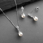 Ivory Pearl Bridal Jewelry Set with Earrings