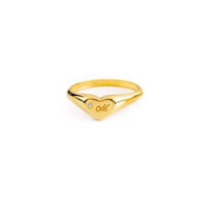 Heart-Shaped Gold Ring with Custom Initials