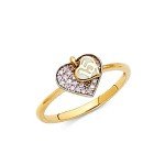 14k Yellow Gold Pave-Set Quinceanera Heart Ring