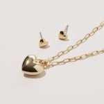 Gold Heart Stud Earrings - 14K Plated for Women