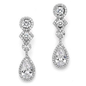 Chic Silver Clip-On Pear Dangle Earrings