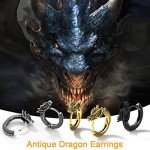 Punk Rock Dragon Huggie Earrings in Gold Plated Steel