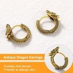 Punk Rock Dragon Huggie Earrings in Gold Plated Steel