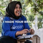 Recycled Plastic Beaded Bracelet with Silver Charm