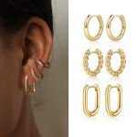 Chunky Gold/Silver Hoop Earrings Set for Women