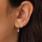 14K Gold Huggie Hoop Earrings Set for Women