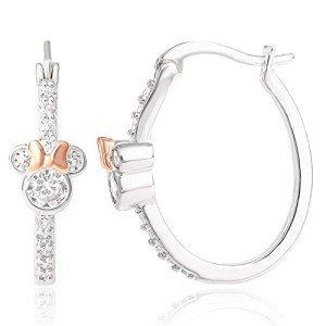Disney Minnie Mouse Silver & Pink Hoop Earrings