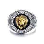 Lion Head Sterling Silver Signet Ring for Men