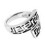 Unique Twist Wrap Greek Key Sterling Silver Ring