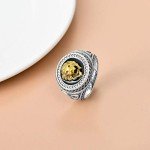 Lion Head Sterling Silver Signet Ring for Men