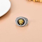 Lion Head Sterling Silver Signet Ring for Men