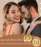 Gold Hoop Earrings Set for Women – 14K Plated