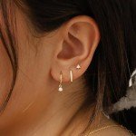 14K Gold Huggie Hoop Earrings Set for Women