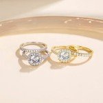 Elegant 1.25CT Silver Halo Bridal Ring Set