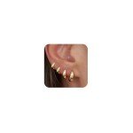 Gold Hoop Earrings Set: 4 Pairs for Women